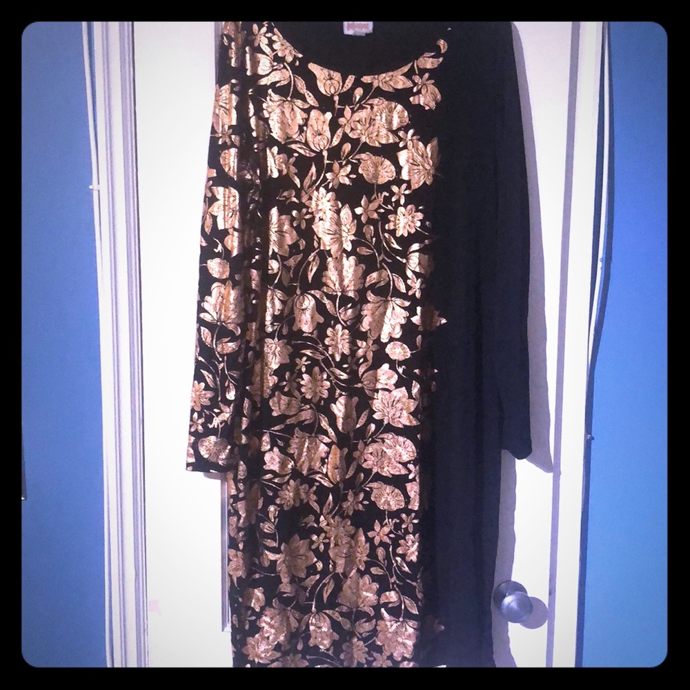 Lularoe black & rose gold Debbie XL